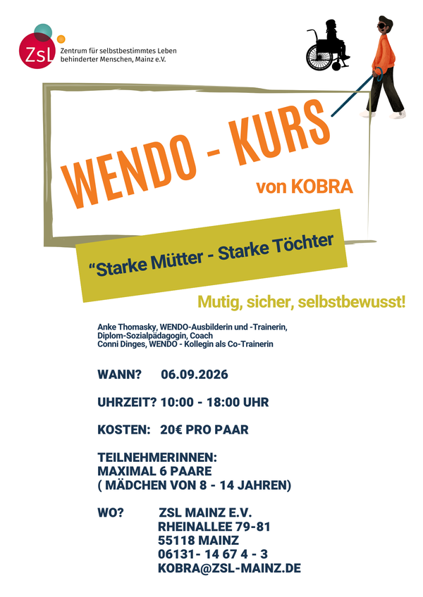 Einladungsflyer WENDO-Kurs. Hier sind prägnant alle Informationen zusammengefasst