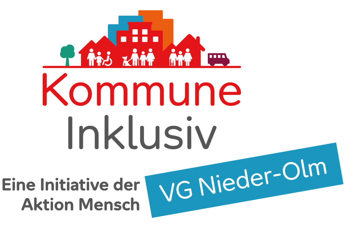 Logo Kommune Inklusiv VG Nieder-Olm. Eine Initiative der Aktion Mensch.